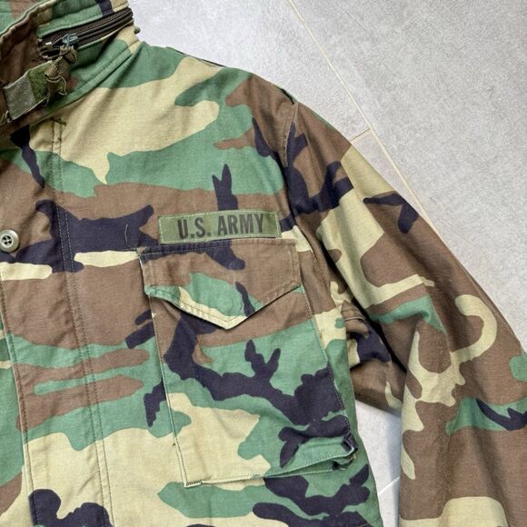 US Army M65 Field Jacket M Regular Woodland Camo Cold Weather Coat - Picture 3 of 12